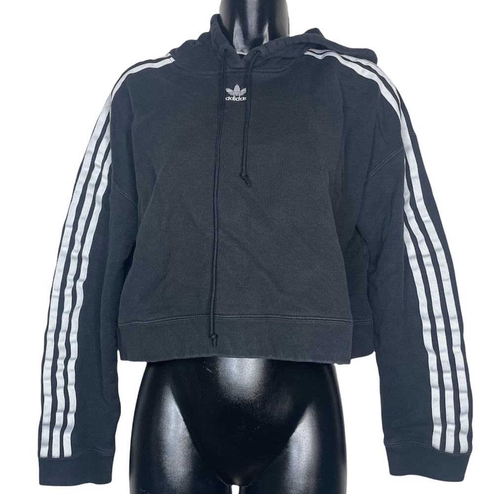 Adidas Black Cropped Sweater Hoodie Size Medium